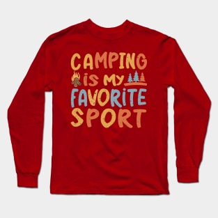 Colorful Camping Is My Favorite Sport Grunge Design Long Sleeve T-Shirt